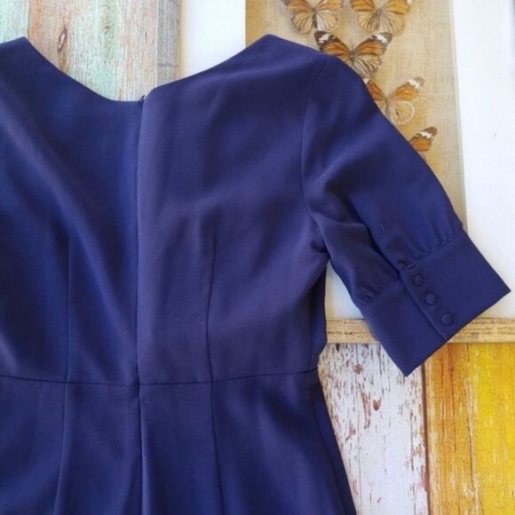 Modcloth Liza Luxe Navy Blue Fitted Wiggle Pencil Pin Up Midi Sheath Dress S - Picture 6 of 8